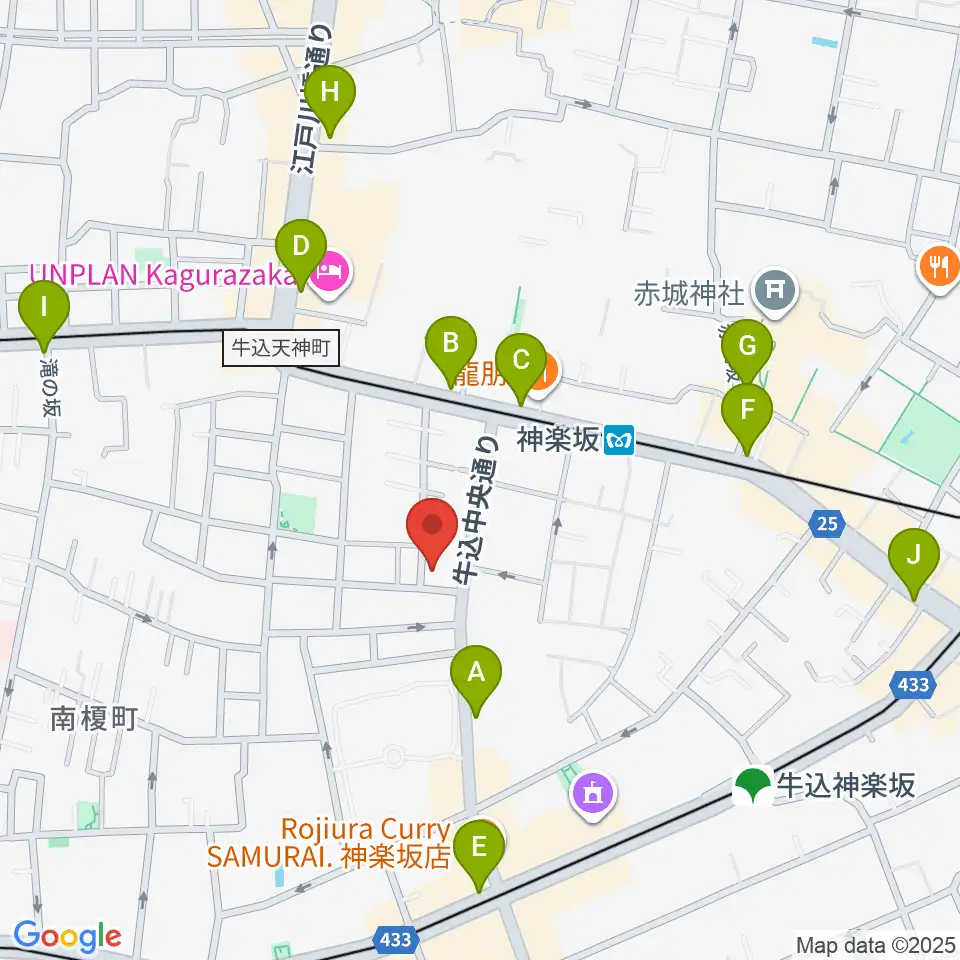 矢来能楽堂周辺のコンビニエンスストア一覧地図