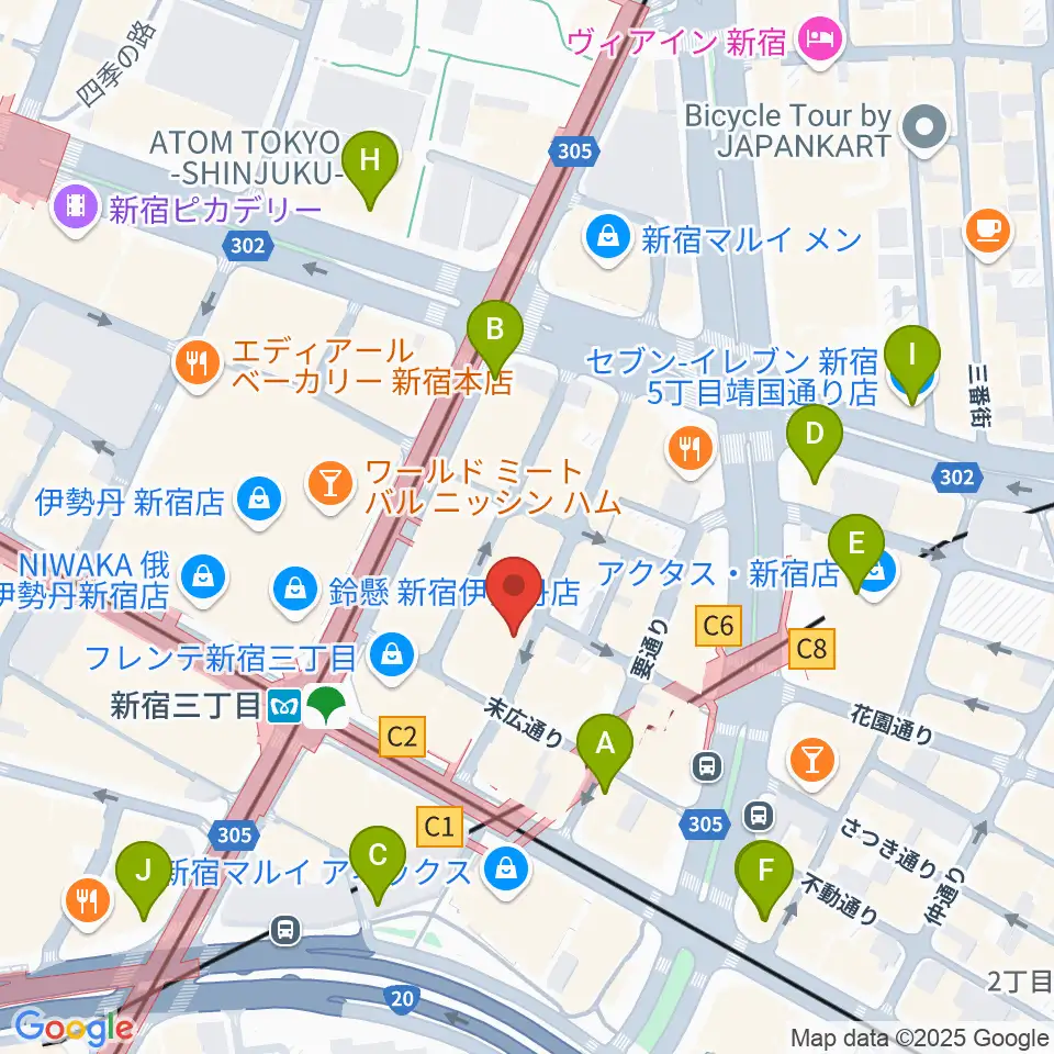 新宿末廣亭周辺のコンビニエンスストア一覧地図