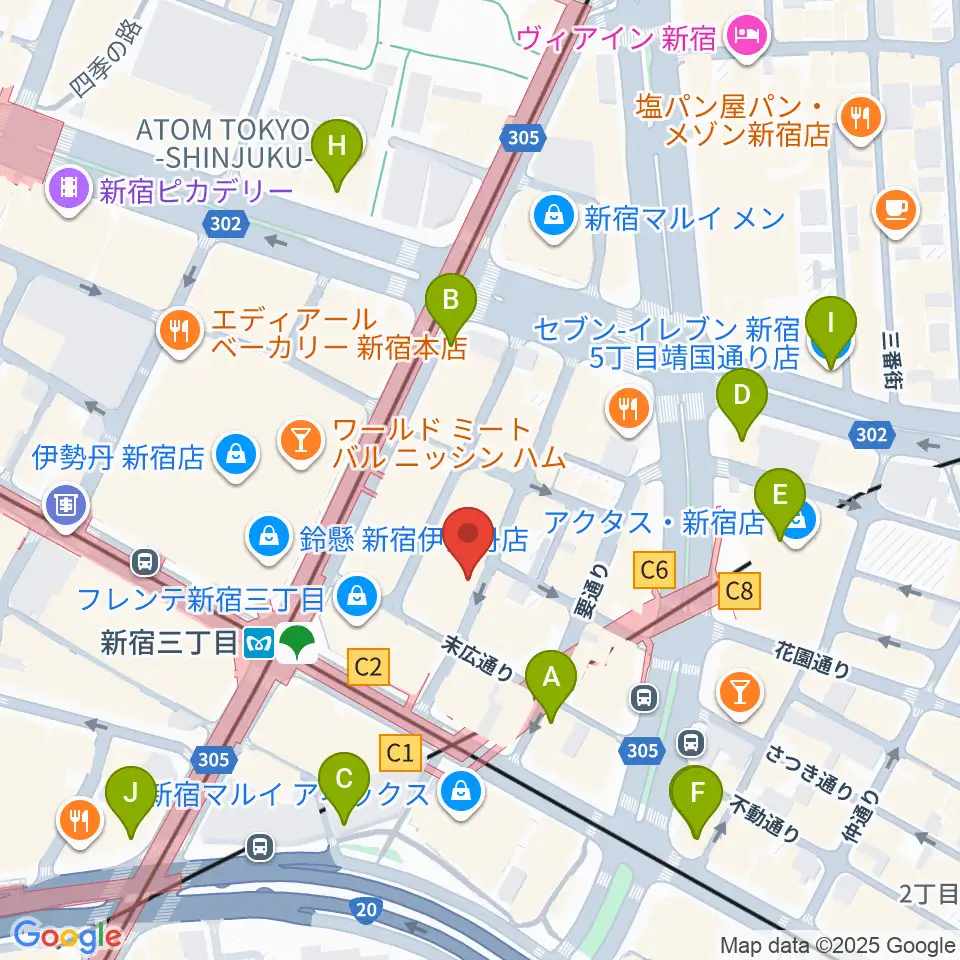 新宿末廣亭周辺のコンビニエンスストア一覧地図