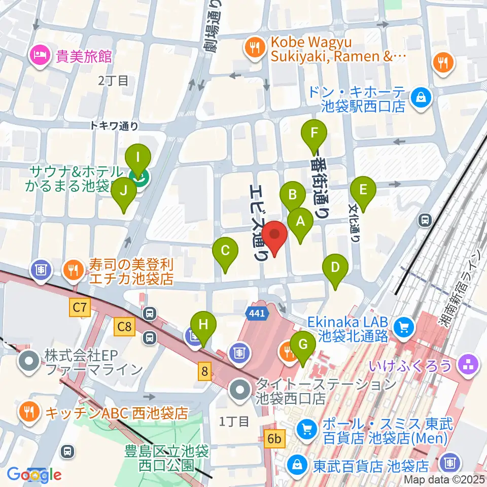 池袋演芸場周辺のコンビニエンスストア一覧地図