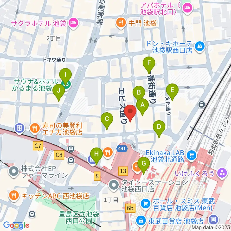 池袋演芸場周辺のコンビニエンスストア一覧地図