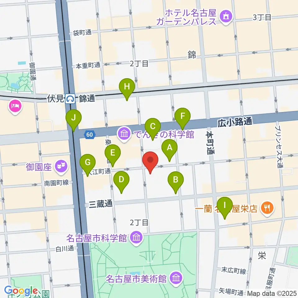名古屋JAMMIN'周辺のコンビニエンスストア一覧地図