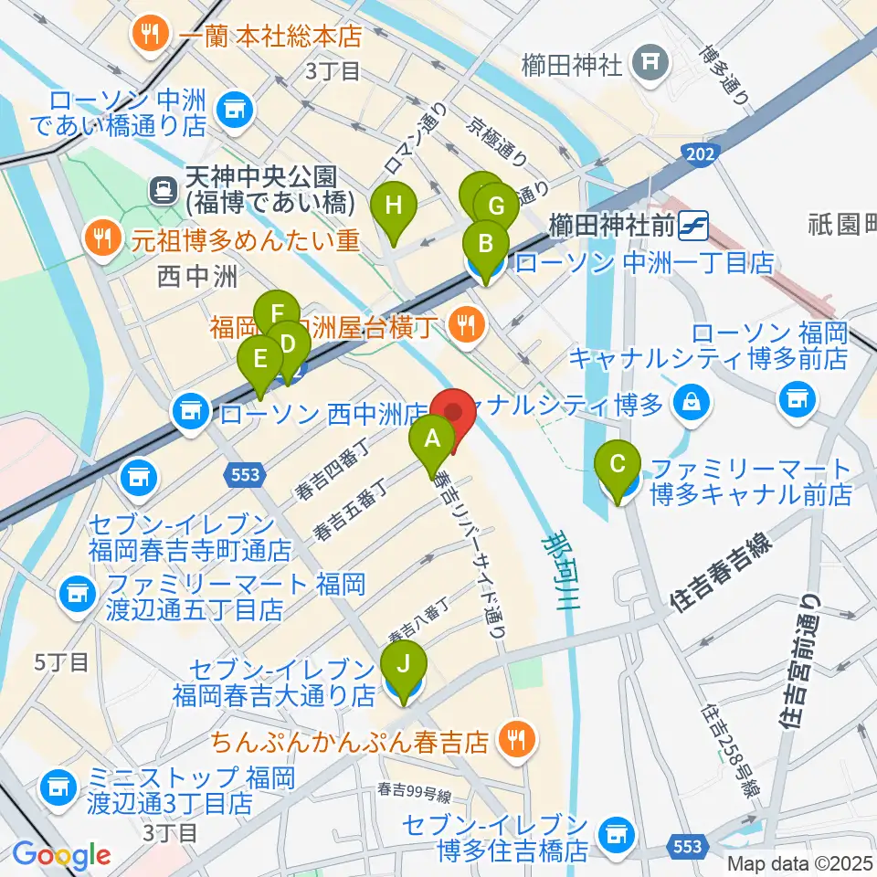 福岡インザ周辺のコンビニエンスストア一覧地図
