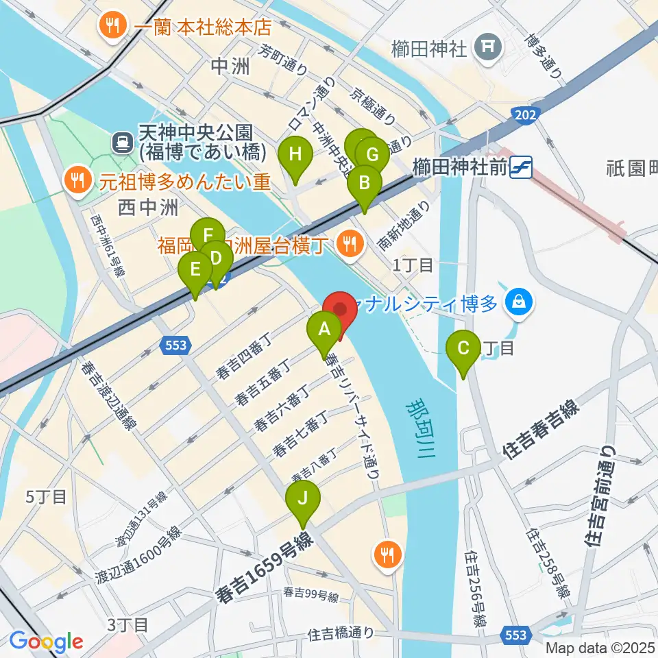 福岡インザ周辺のコンビニエンスストア一覧地図