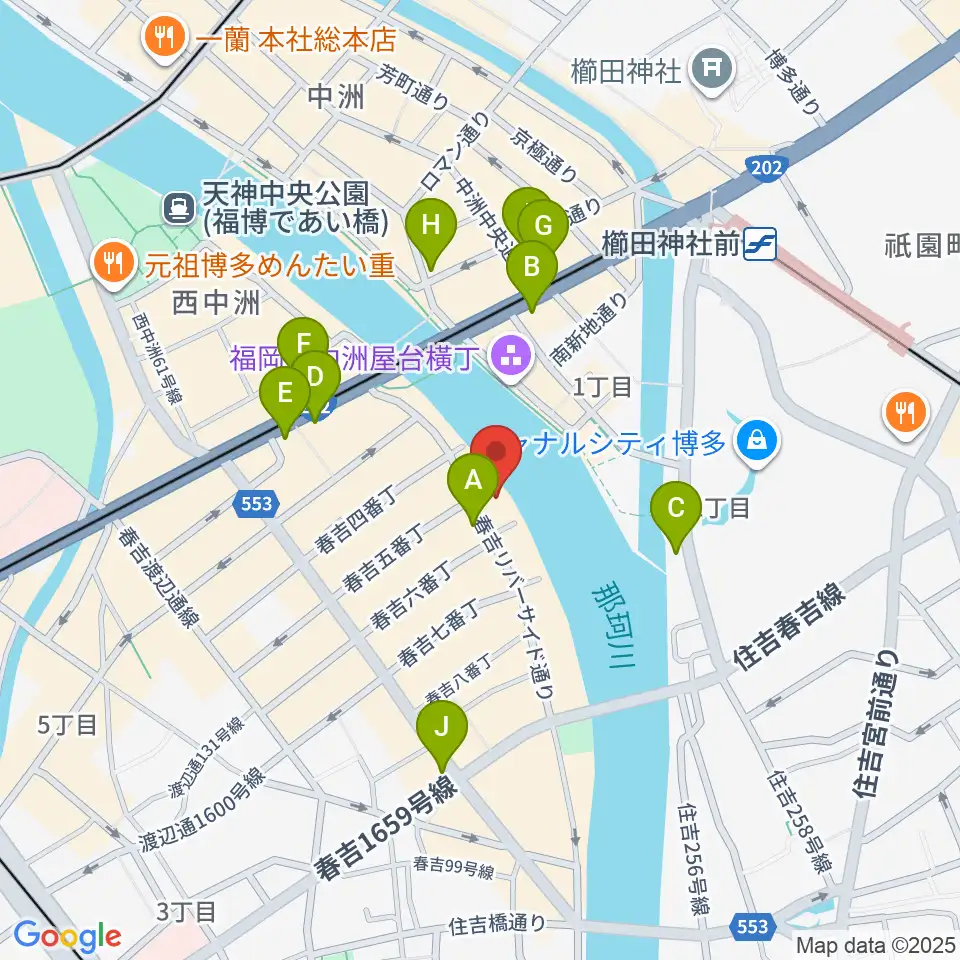 福岡インザ周辺のコンビニエンスストア一覧地図