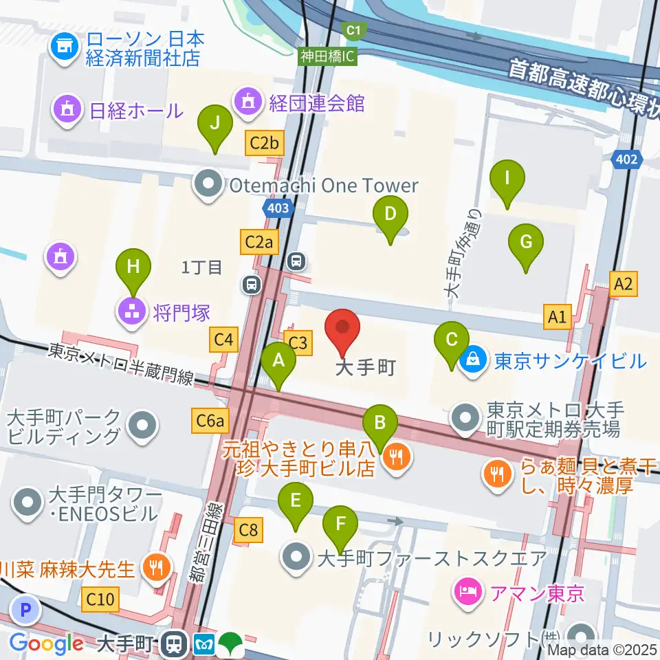 よみうり大手町ホール周辺のコンビニエンスストア一覧地図