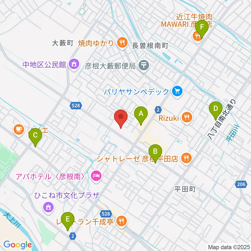 彦根COCOZA周辺のコンビニエンスストア一覧地図