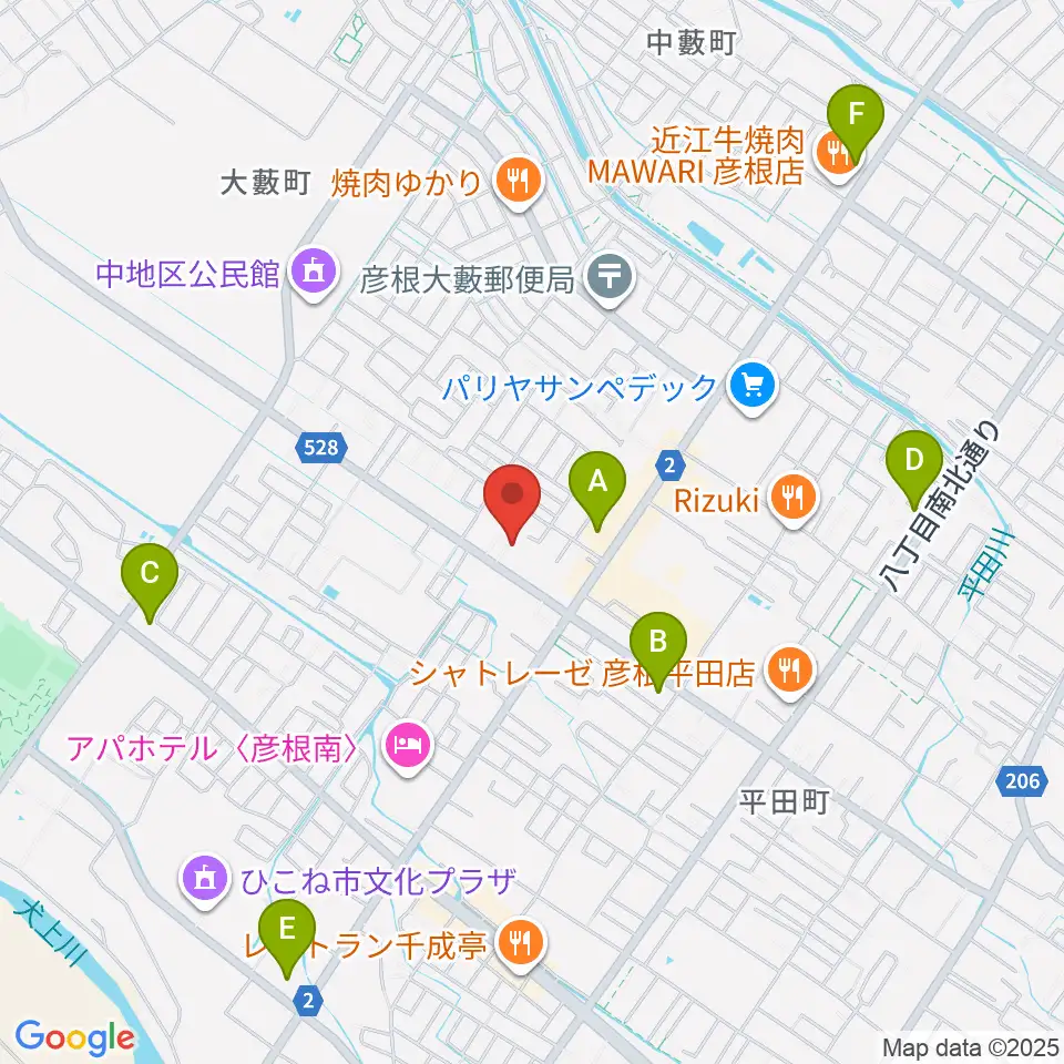彦根COCOZA周辺のコンビニエンスストア一覧地図
