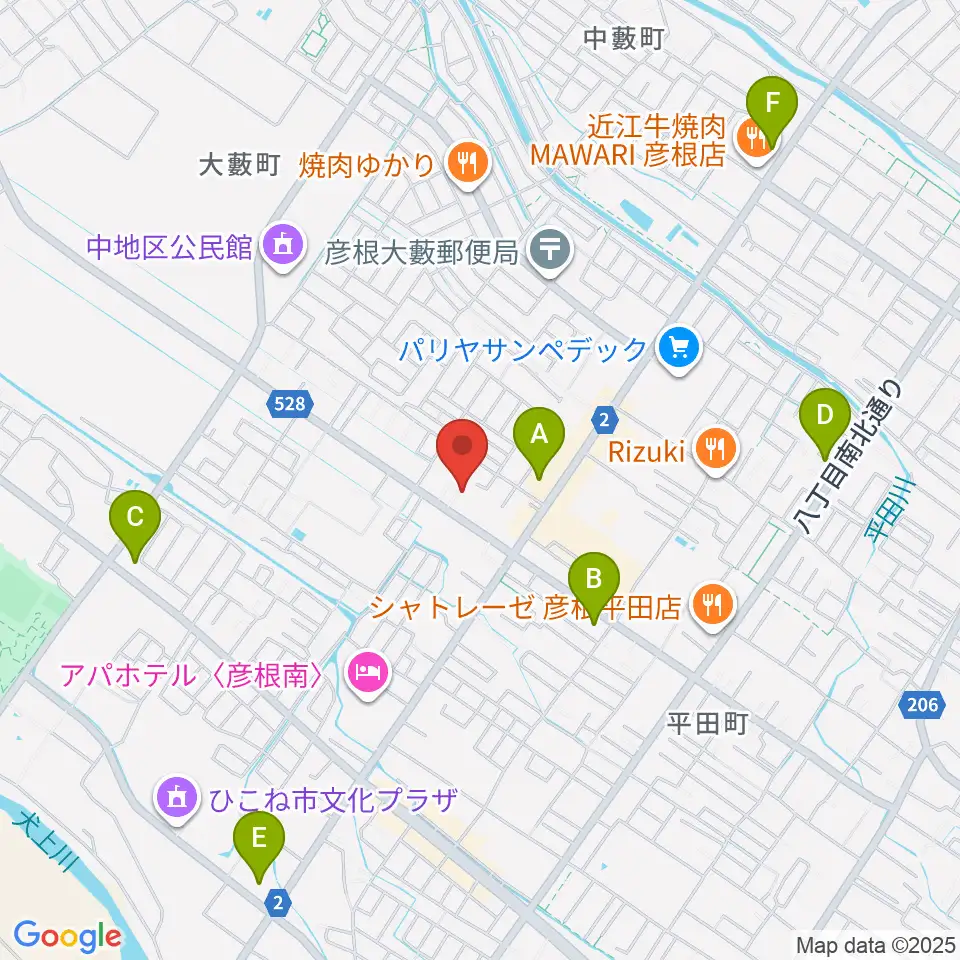 彦根COCOZA周辺のコンビニエンスストア一覧地図