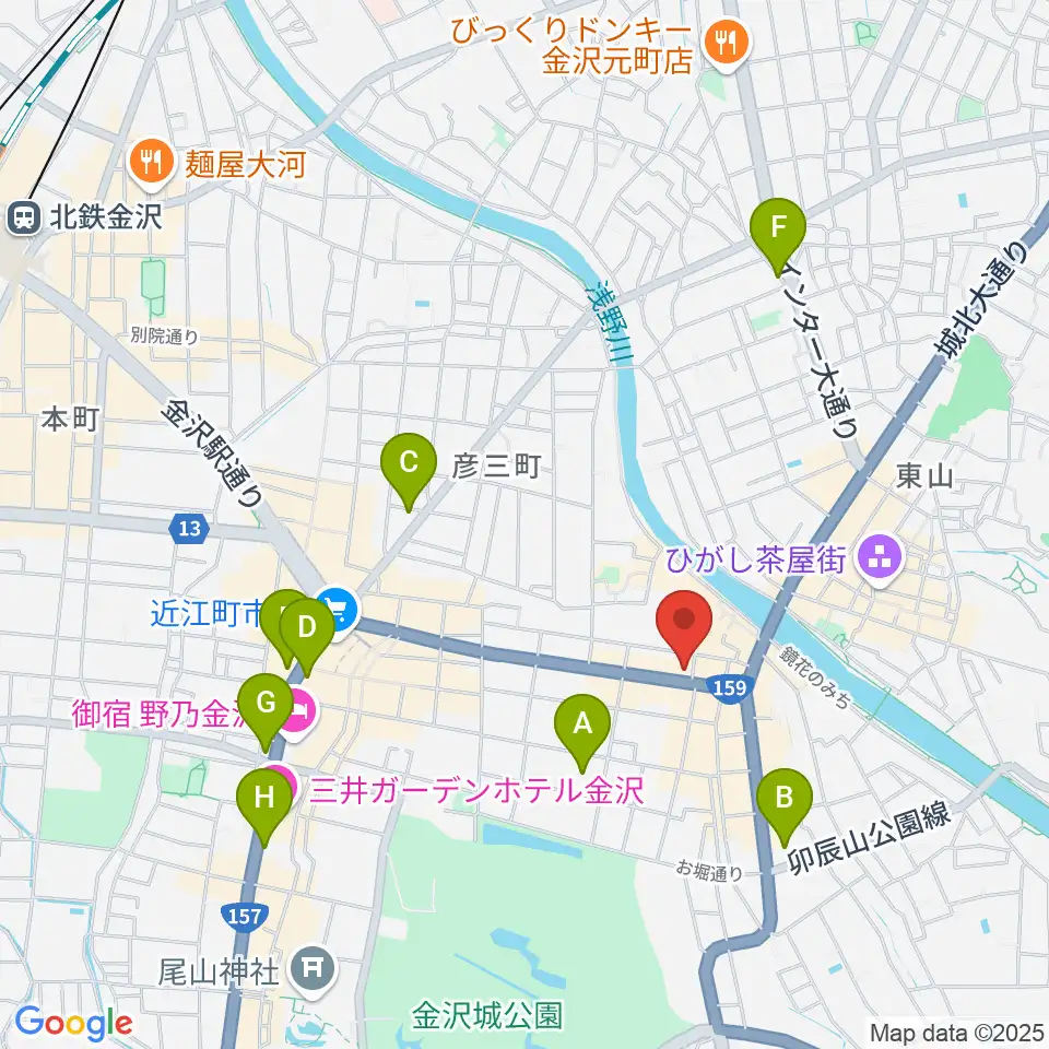 金沢蓄音器館周辺のコンビニエンスストア一覧地図