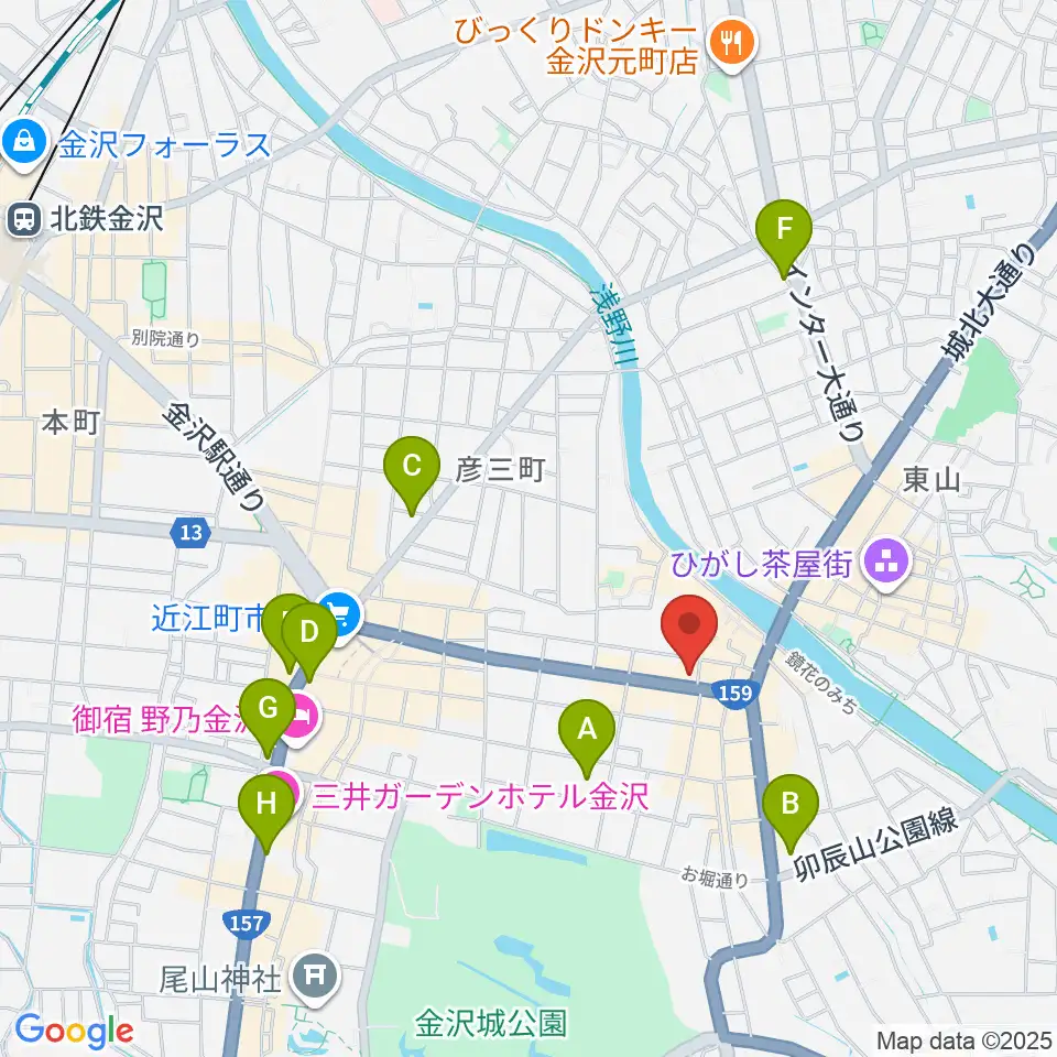 金沢蓄音器館周辺のコンビニエンスストア一覧地図