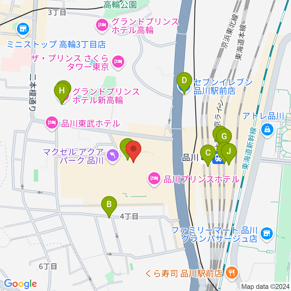 プリンスホール周辺のコンビニエンスストア一覧地図