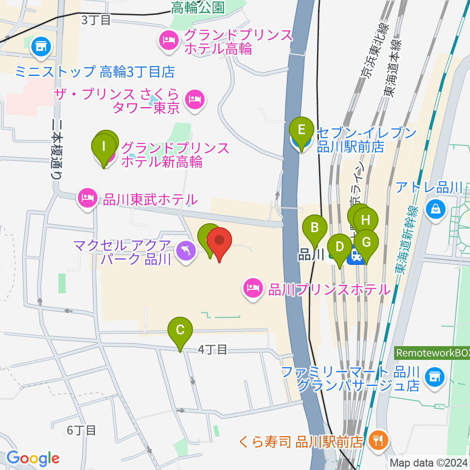 プリンスホール周辺のコンビニエンスストア一覧地図