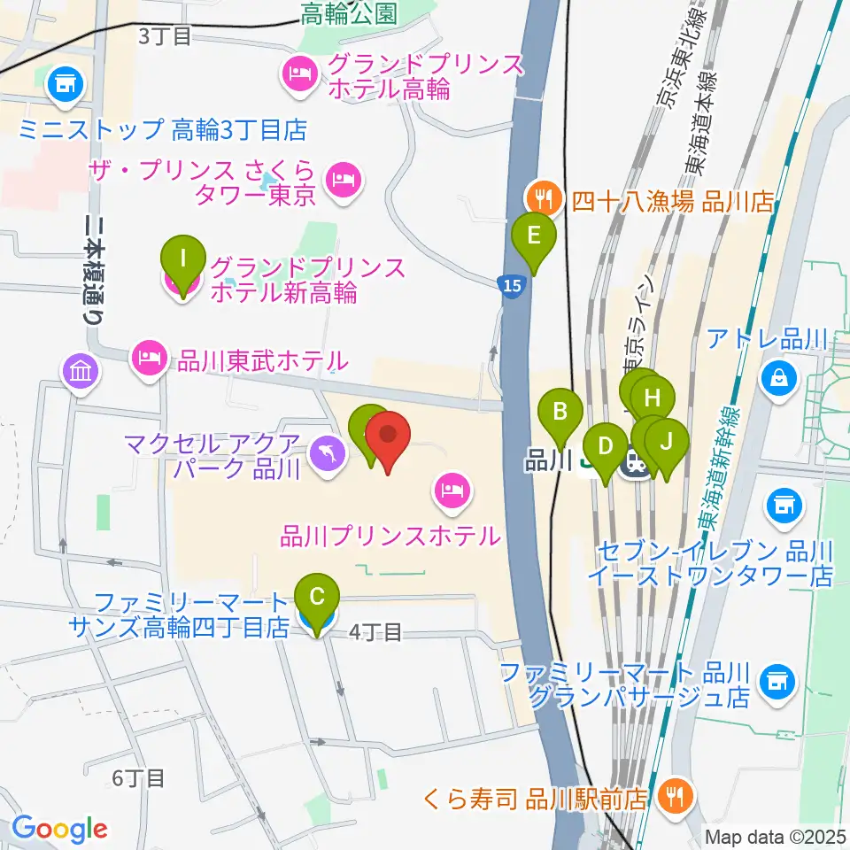 プリンスホール周辺のコンビニエンスストア一覧地図