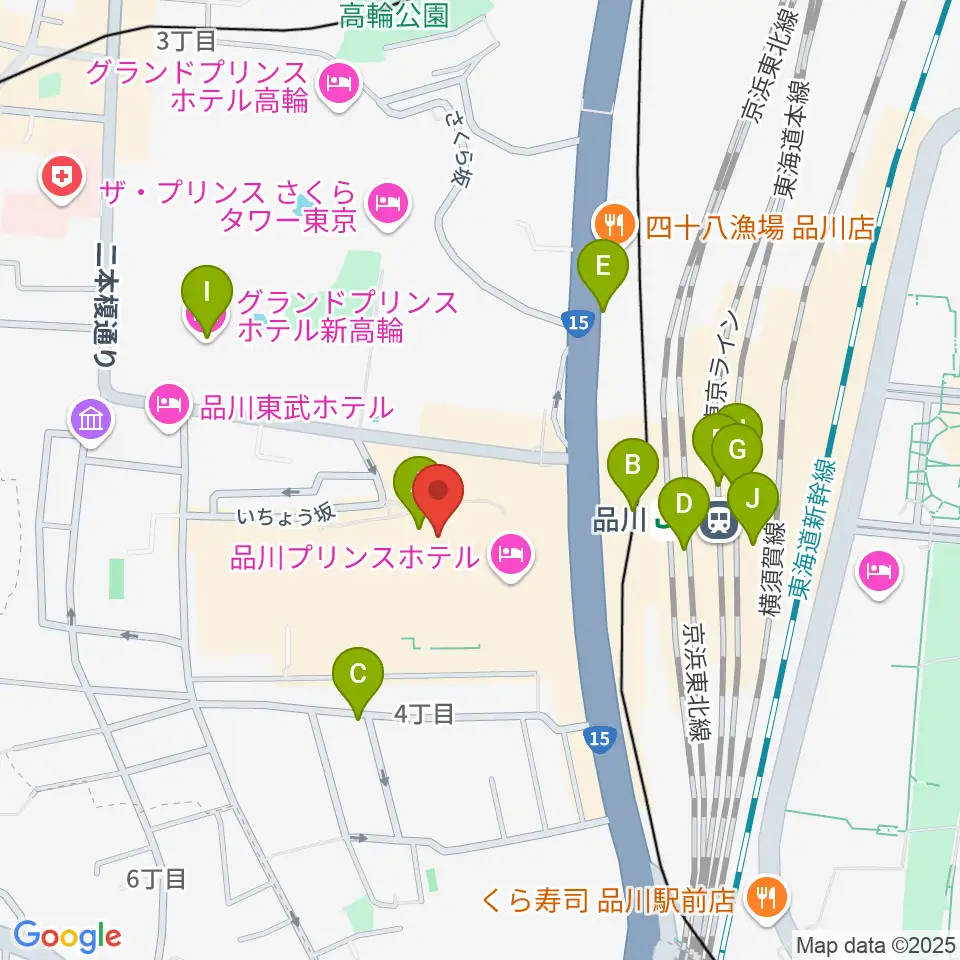 プリンスホール周辺のコンビニエンスストア一覧地図