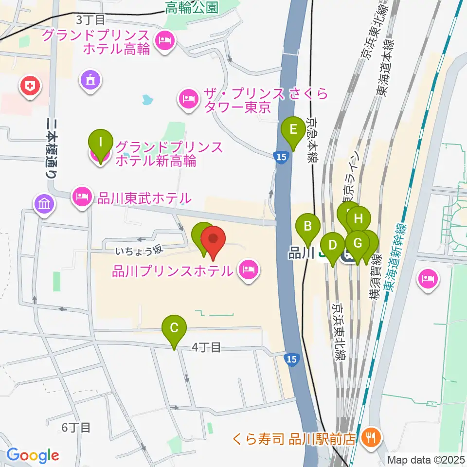 プリンスホール周辺のコンビニエンスストア一覧地図