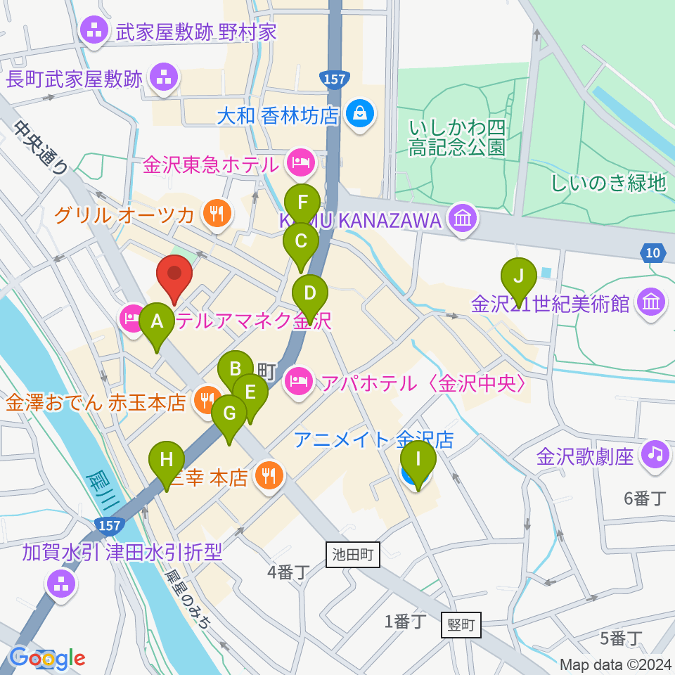 金沢ジェラスガイ周辺のコンビニエンスストア一覧地図