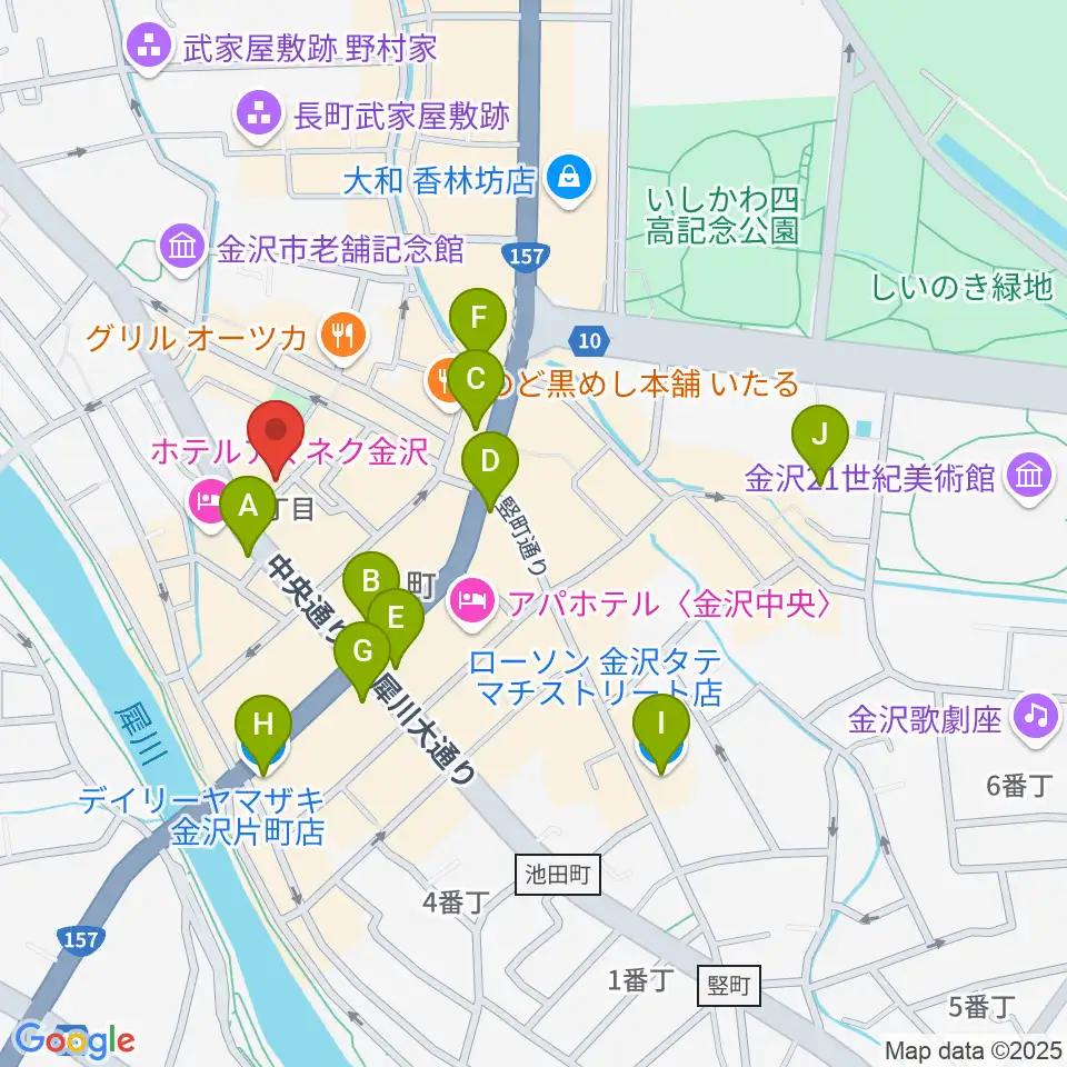 金沢ジェラスガイ周辺のコンビニエンスストア一覧地図