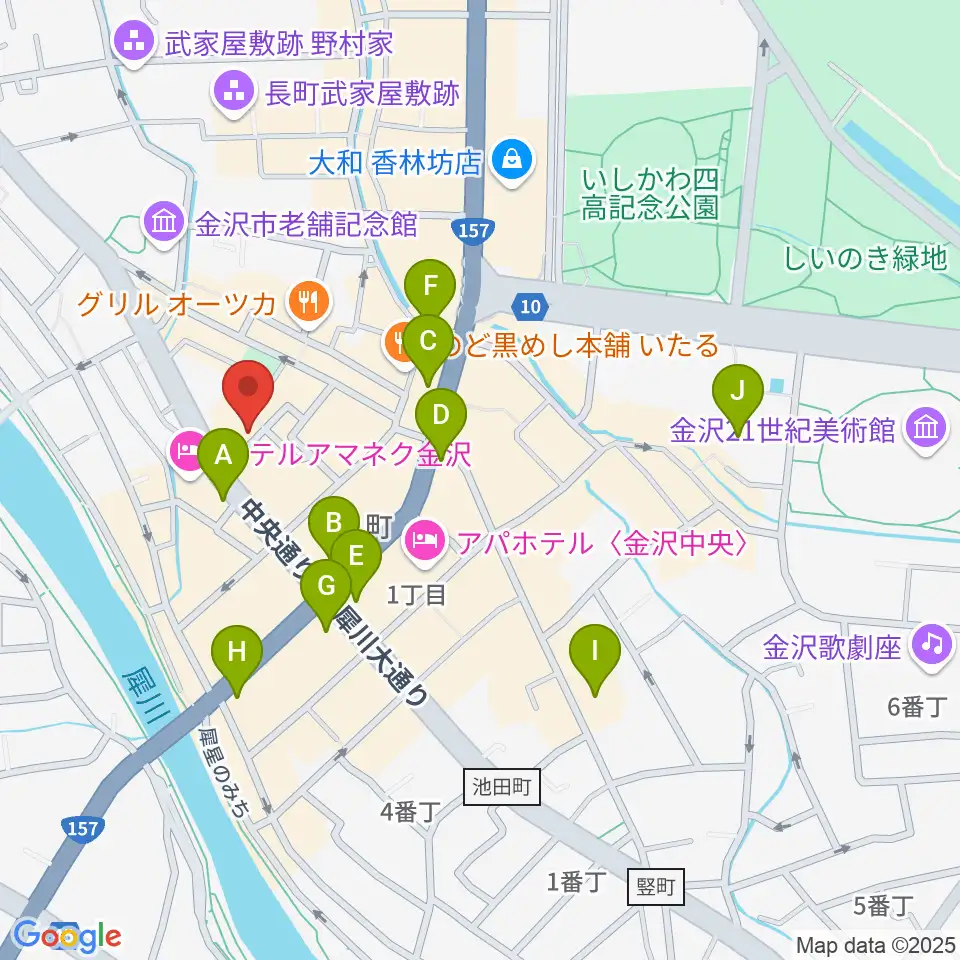 金沢ジェラスガイ周辺のコンビニエンスストア一覧地図
