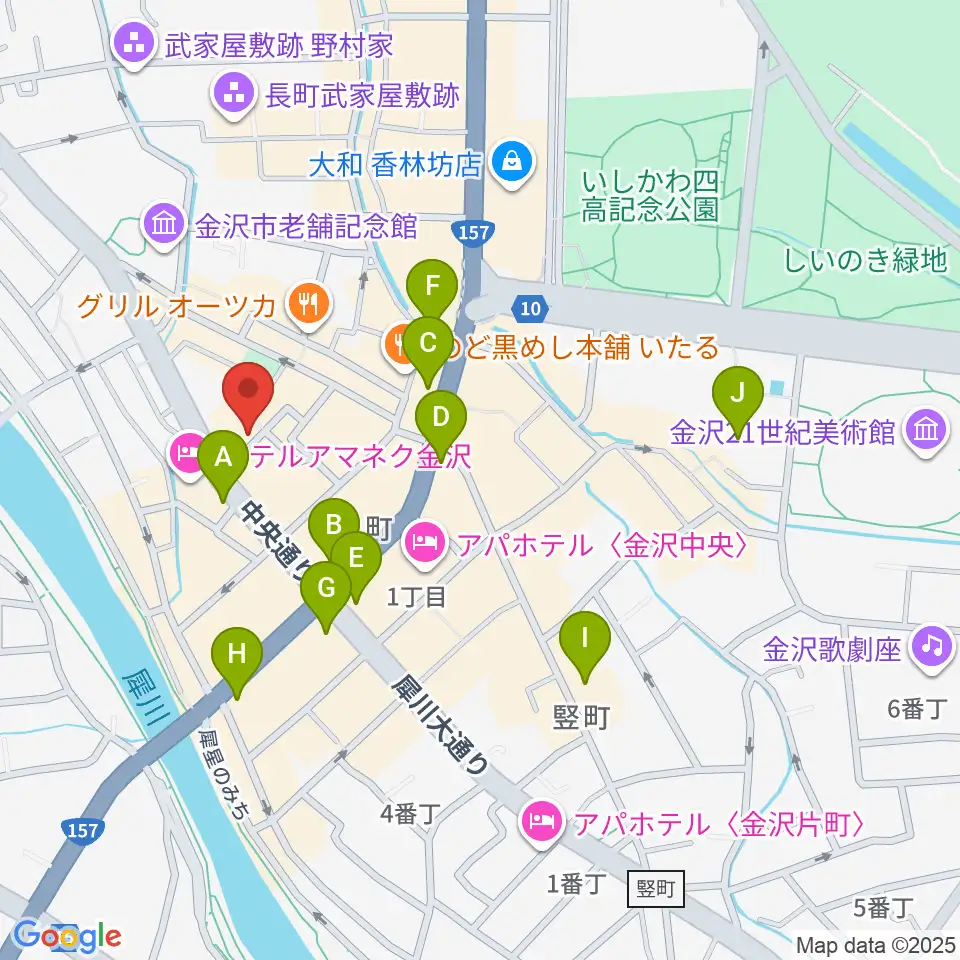 金沢ジェラスガイ周辺のコンビニエンスストア一覧地図