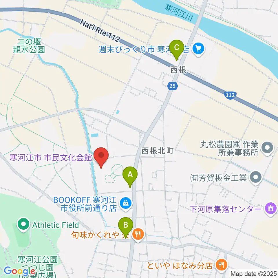 寒河江市市民文化会館周辺のコンビニエンスストア一覧地図