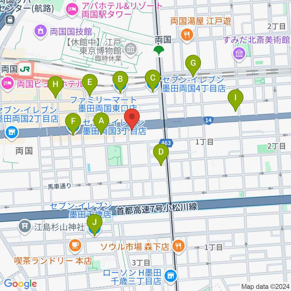 お江戸両国亭周辺のコンビニエンスストア一覧地図