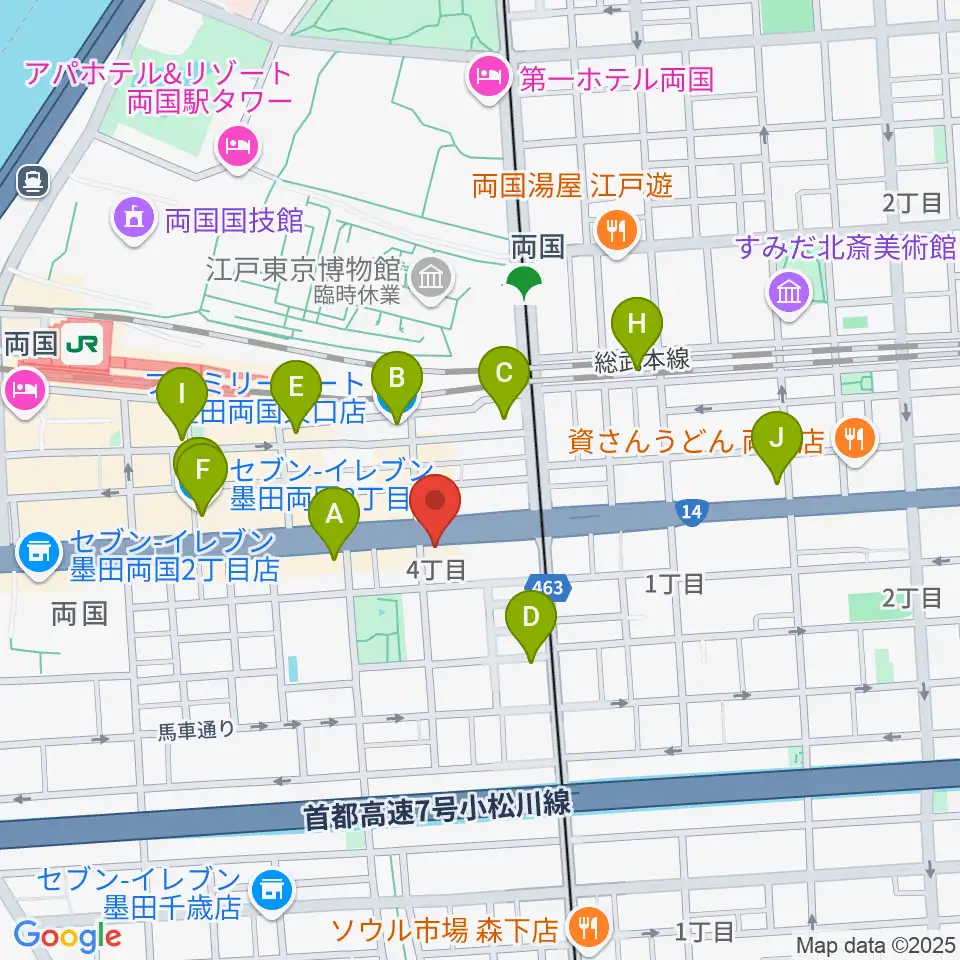 お江戸両国亭周辺のコンビニエンスストア一覧地図
