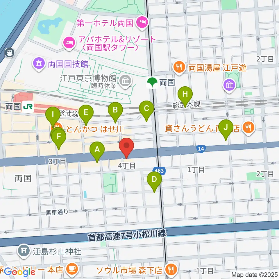 お江戸両国亭周辺のコンビニエンスストア一覧地図