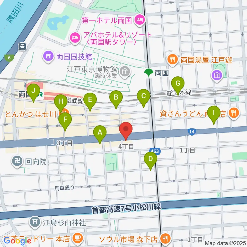 お江戸両国亭周辺のコンビニエンスストア一覧地図
