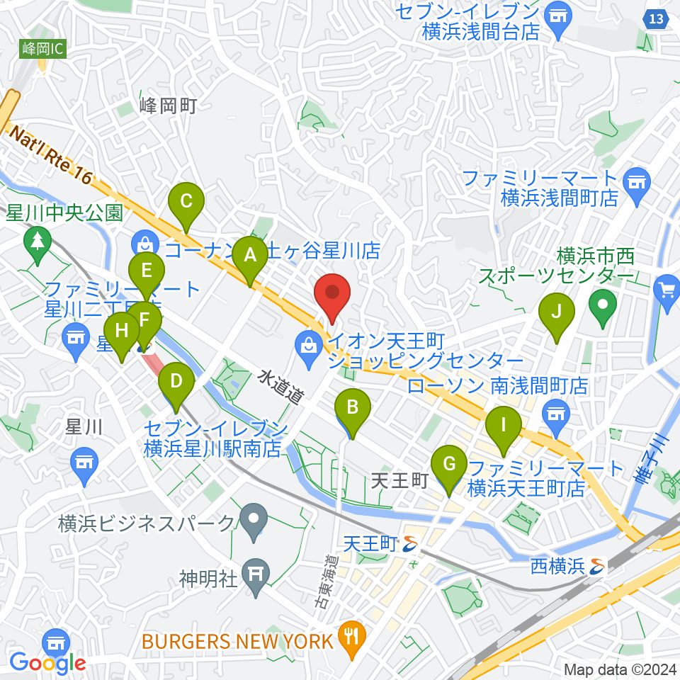 横浜峰岡ピアノ調律周辺のコンビニエンスストア一覧地図