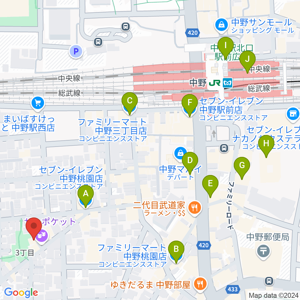 劇場MOMO周辺のコンビニエンスストア一覧地図