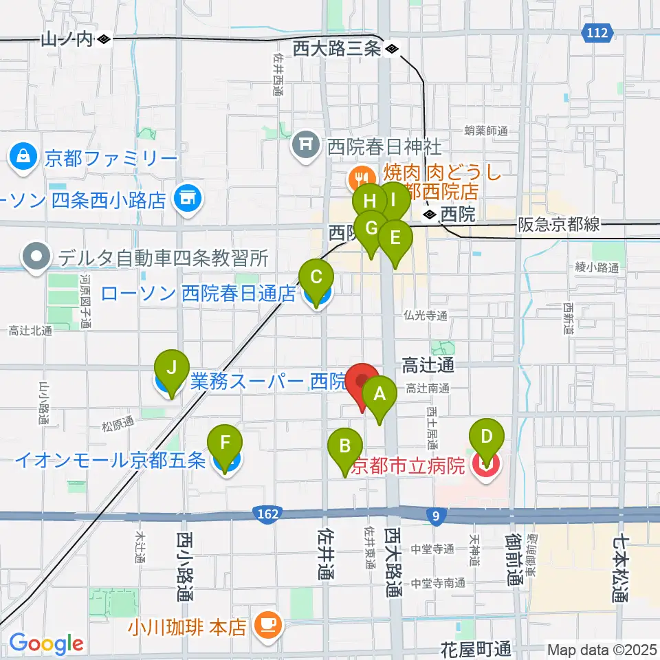 西院 和音堂周辺のコンビニエンスストア一覧地図