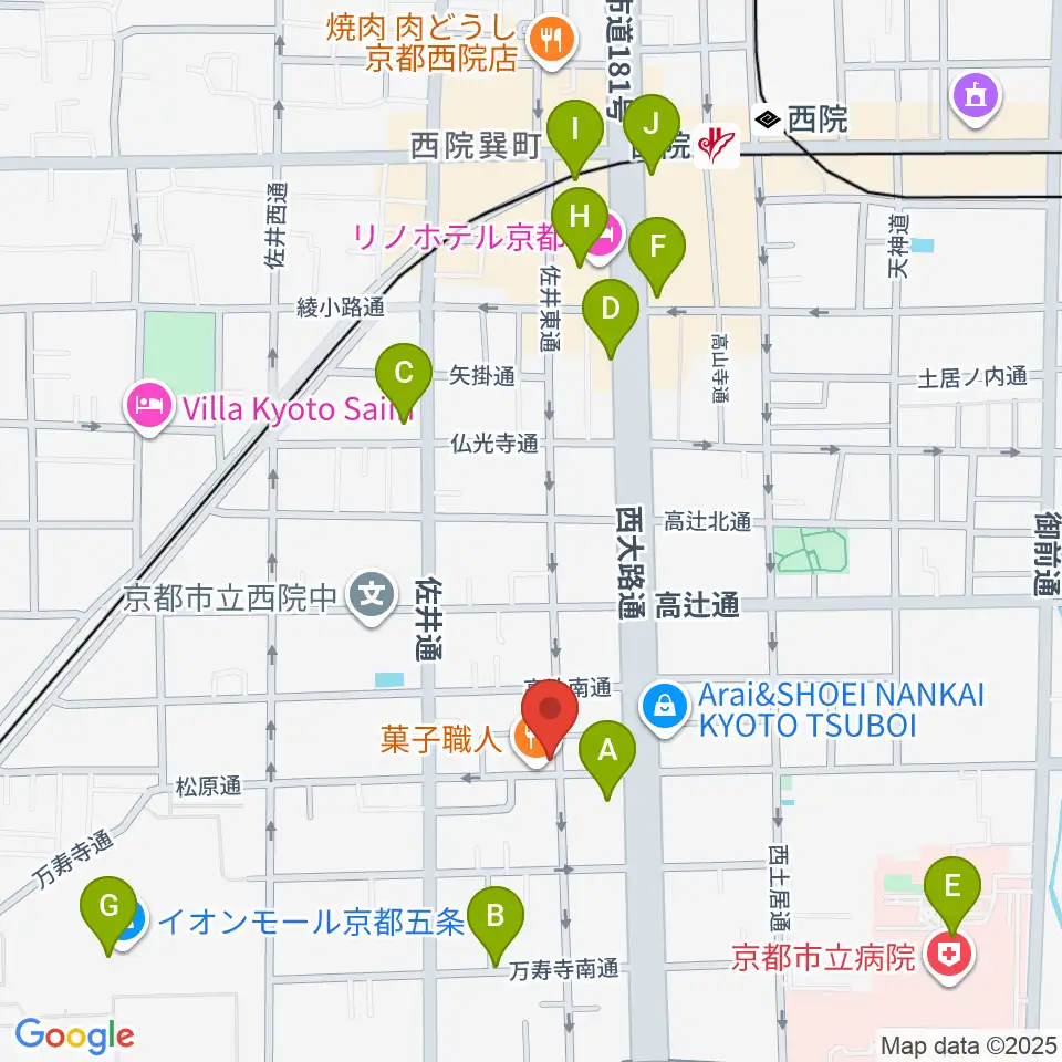 西院 和音堂周辺のコンビニエンスストア一覧地図