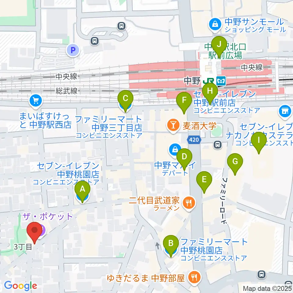 テアトルBONBON周辺のコンビニエンスストア一覧地図