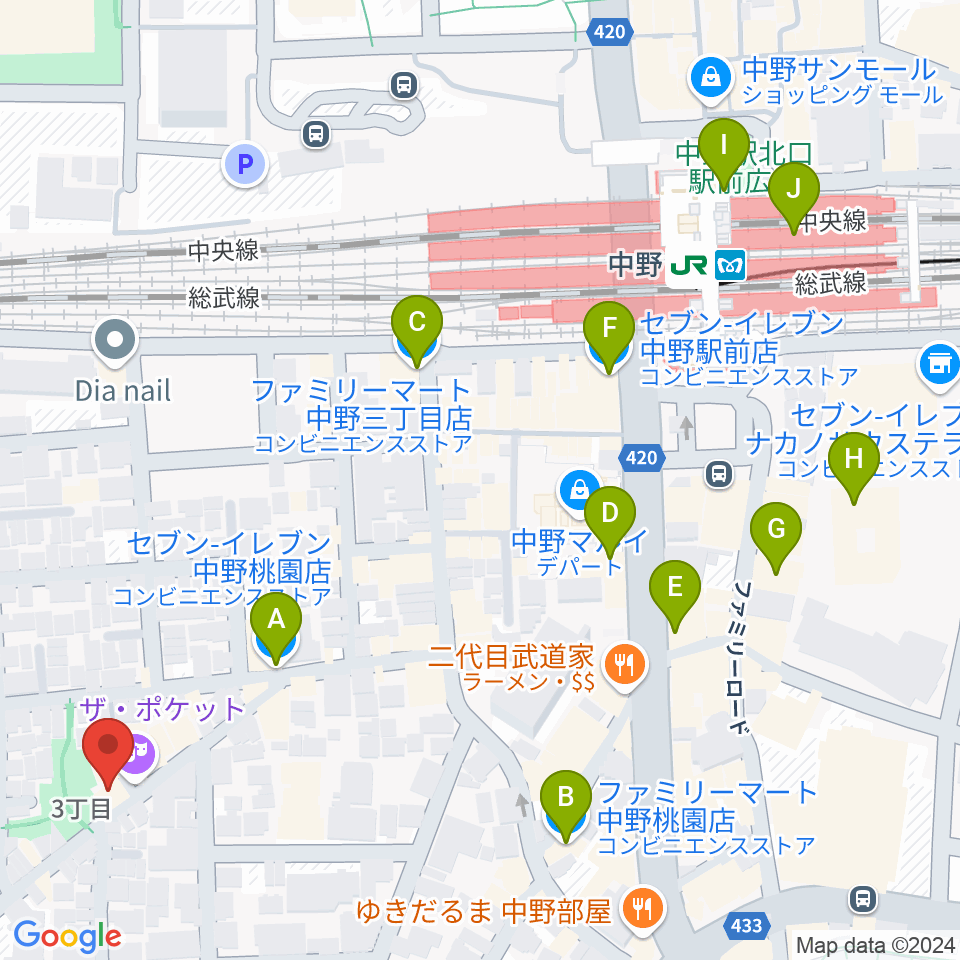 劇場HOPE周辺のコンビニエンスストア一覧地図