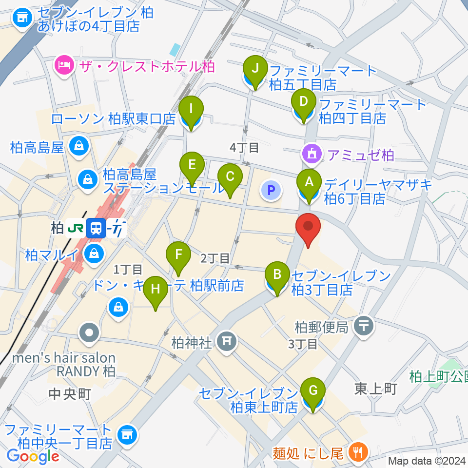 ボイストレーニング柏2周辺のコンビニエンスストア一覧地図