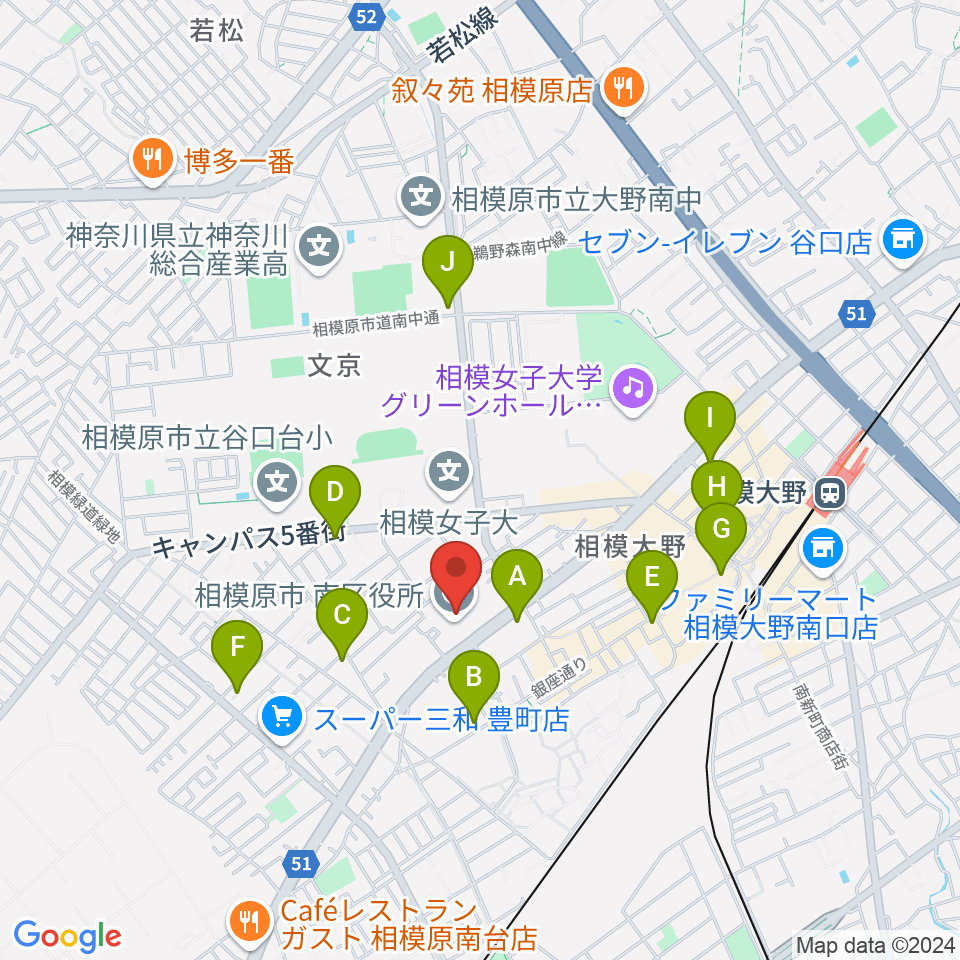 相模原南市民ホール周辺のコンビニエンスストア一覧地図