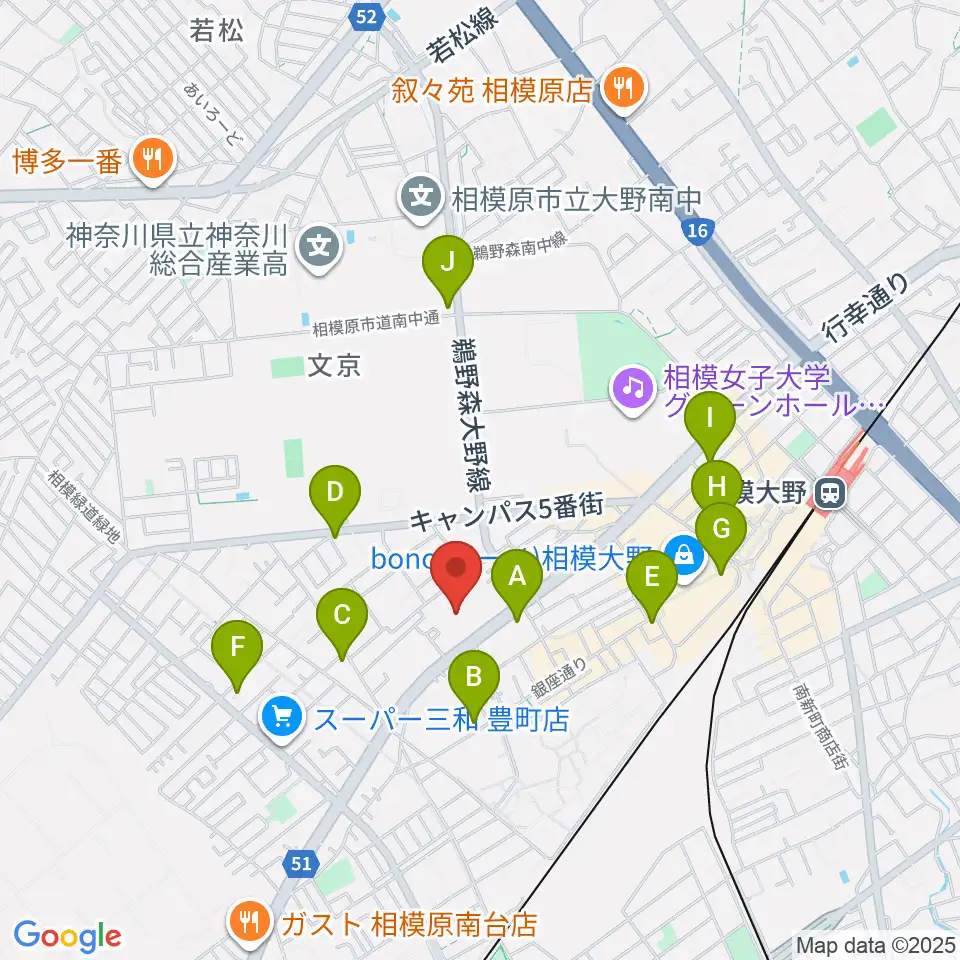 相模原南市民ホール周辺のコンビニエンスストア一覧地図