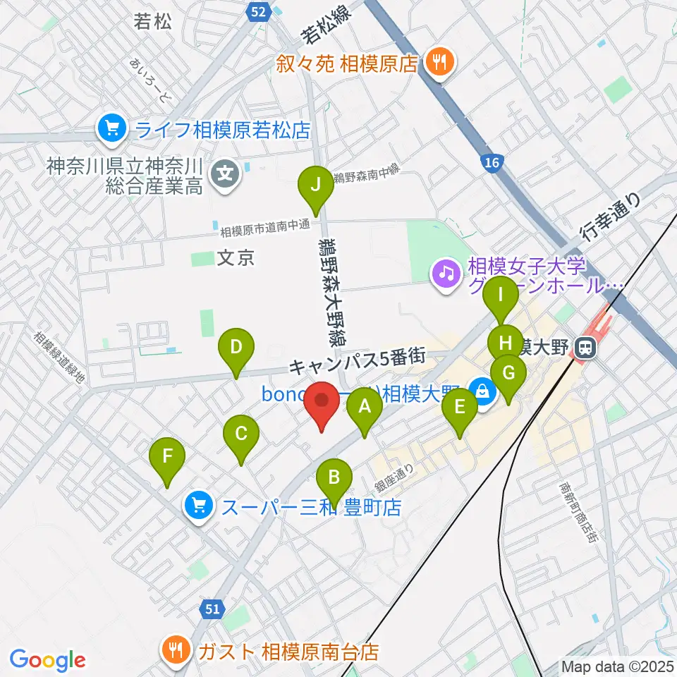 相模原南市民ホール周辺のコンビニエンスストア一覧地図