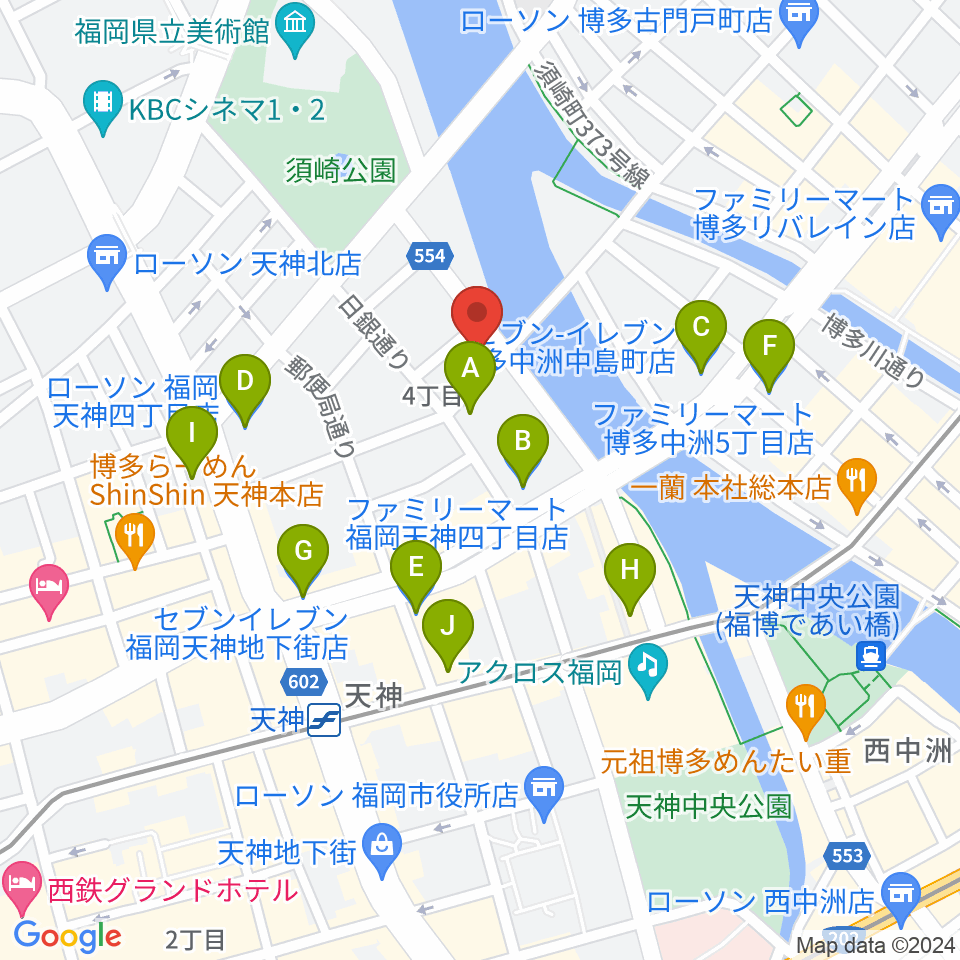 セブンカラーズアーティスト福岡天神校周辺のコンビニエンスストア一覧地図