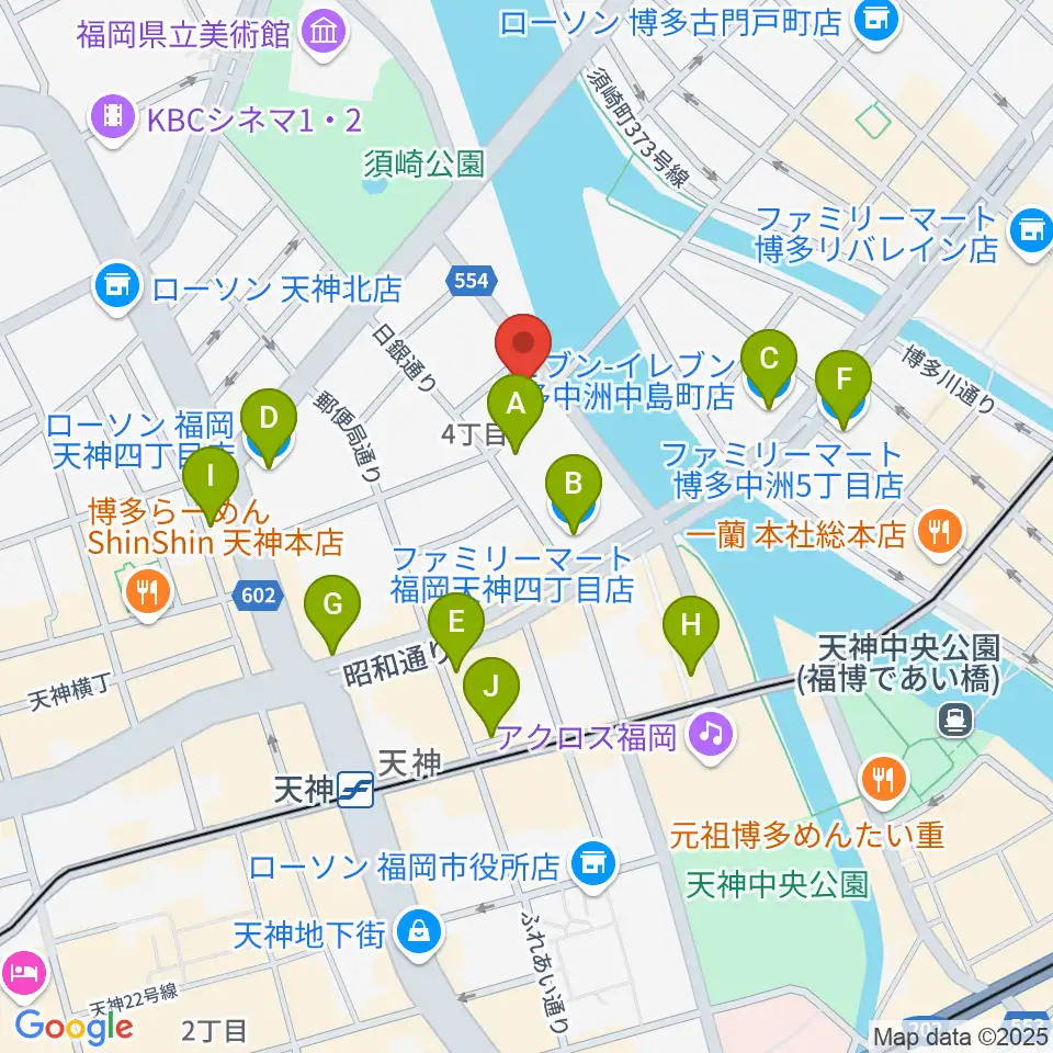 セブンカラーズアーティスト福岡天神校周辺のコンビニエンスストア一覧地図