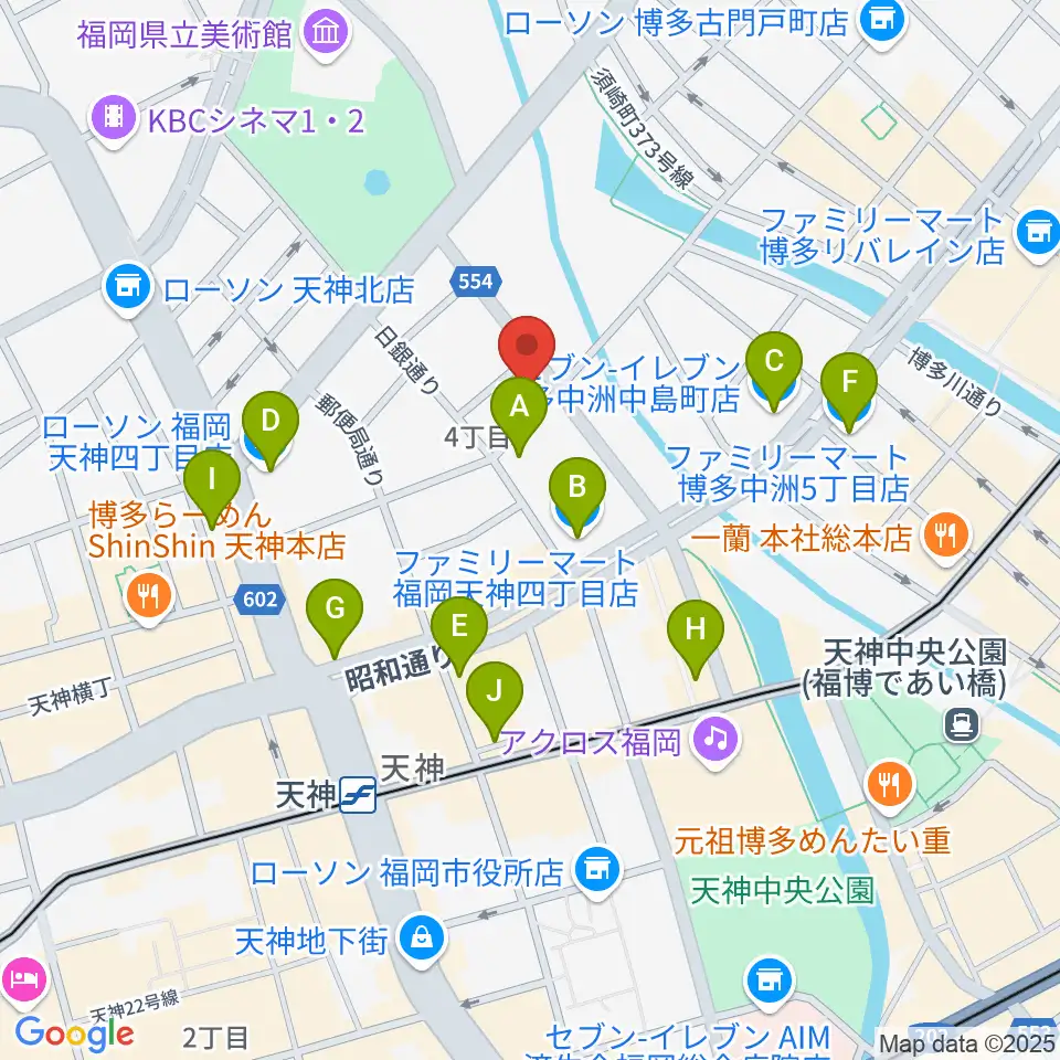 セブンカラーズアーティスト福岡天神校周辺のコンビニエンスストア一覧地図