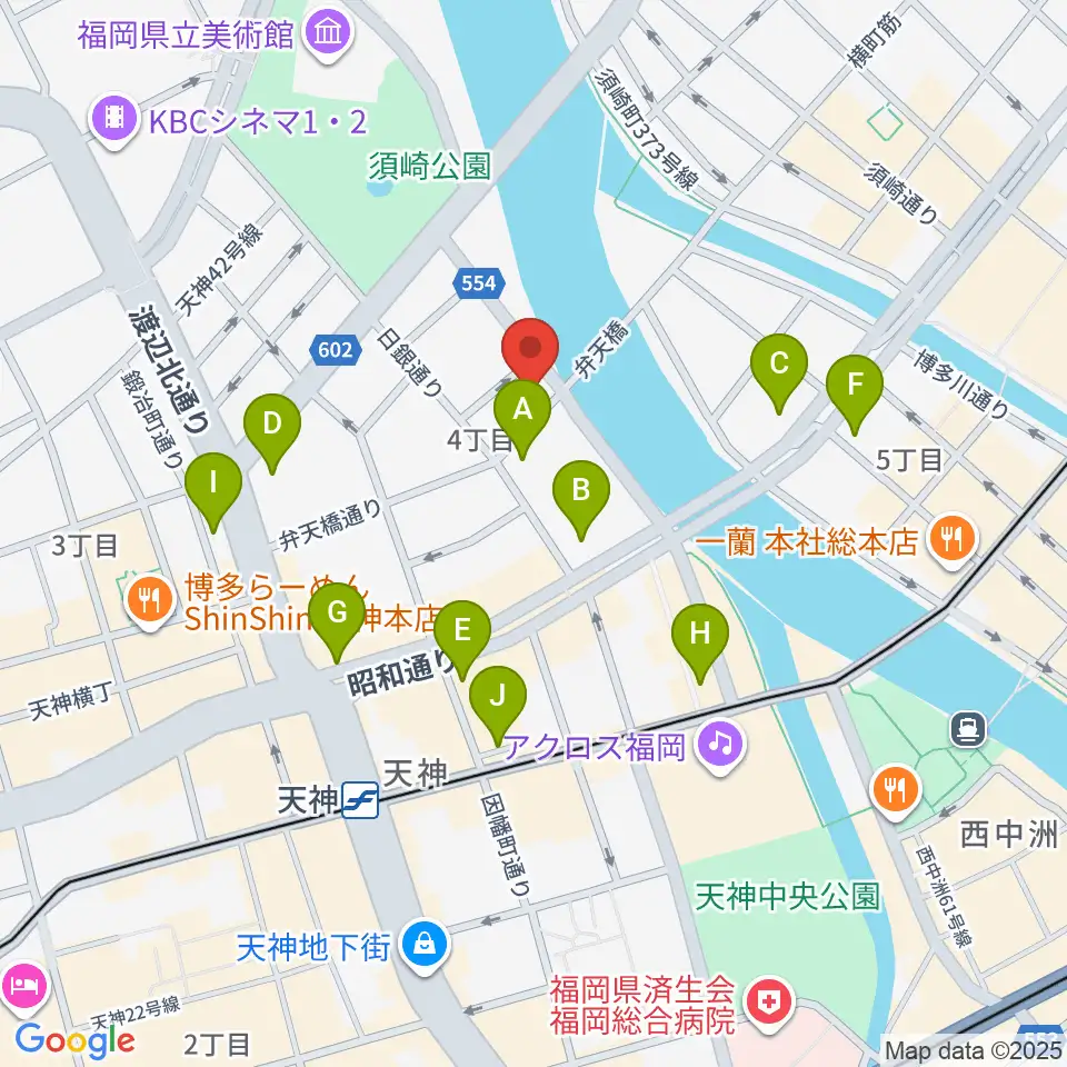 セブンカラーズアーティスト福岡天神校周辺のコンビニエンスストア一覧地図