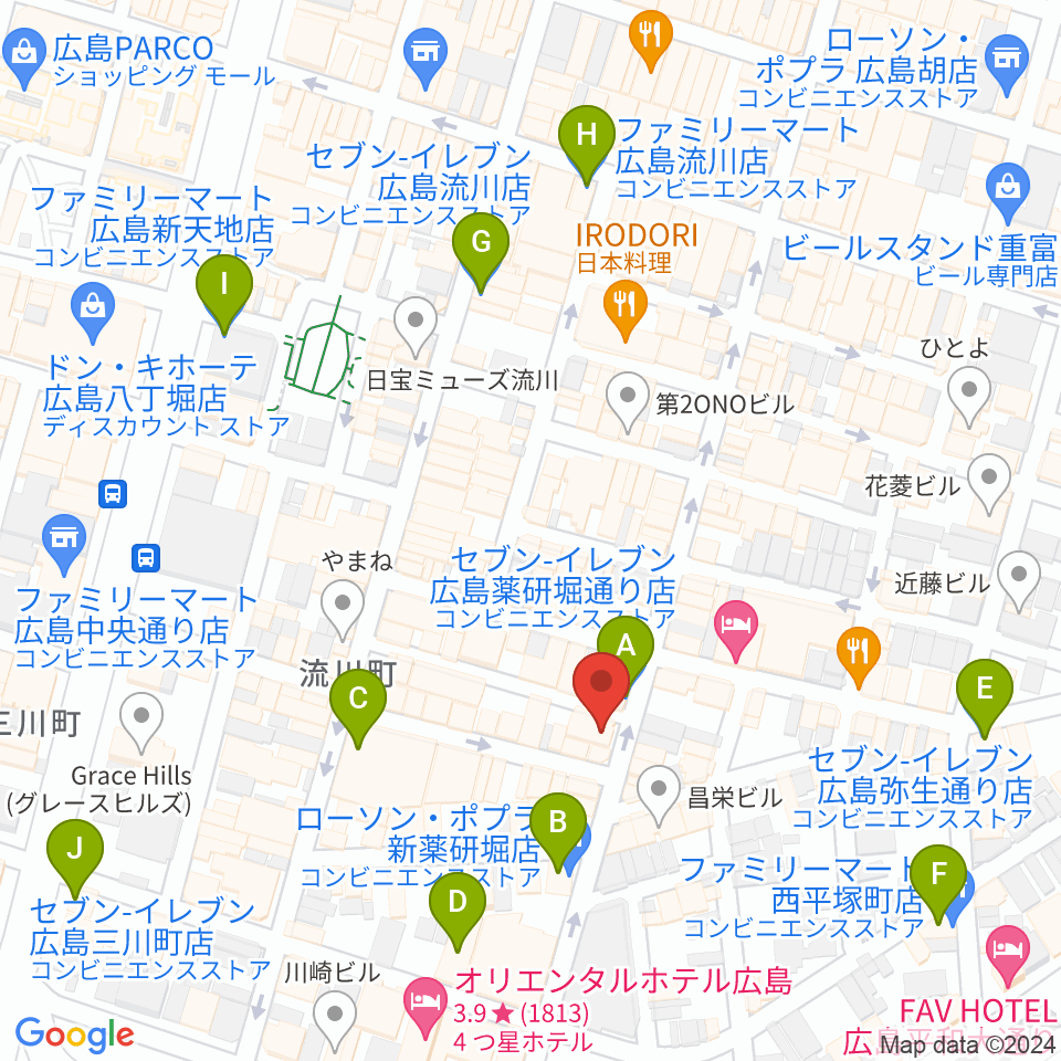 クラブクリーム広島周辺のコンビニエンスストア一覧地図
