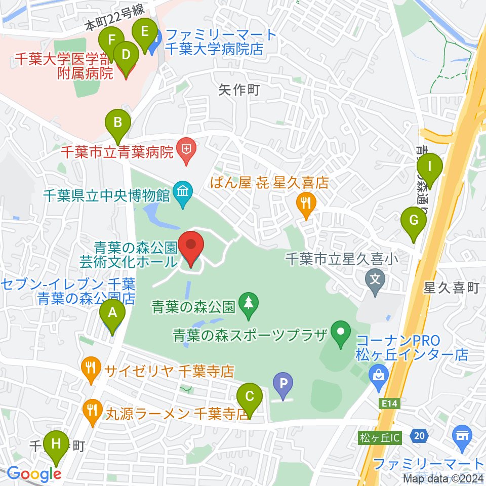 青葉の森公園芸術文化ホール周辺のコンビニエンスストア一覧地図