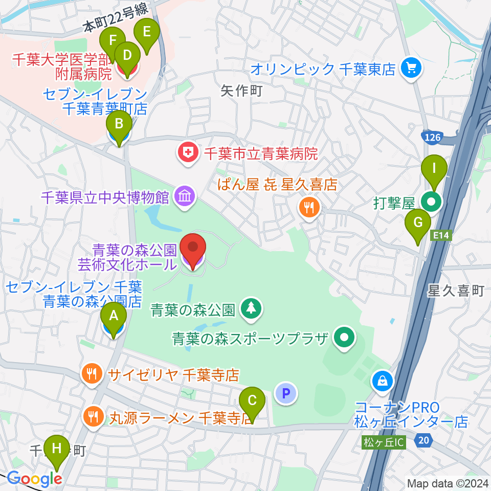 青葉の森公園芸術文化ホール周辺のコンビニエンスストア一覧地図