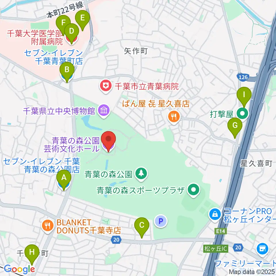 青葉の森公園芸術文化ホール周辺のコンビニエンスストア一覧地図
