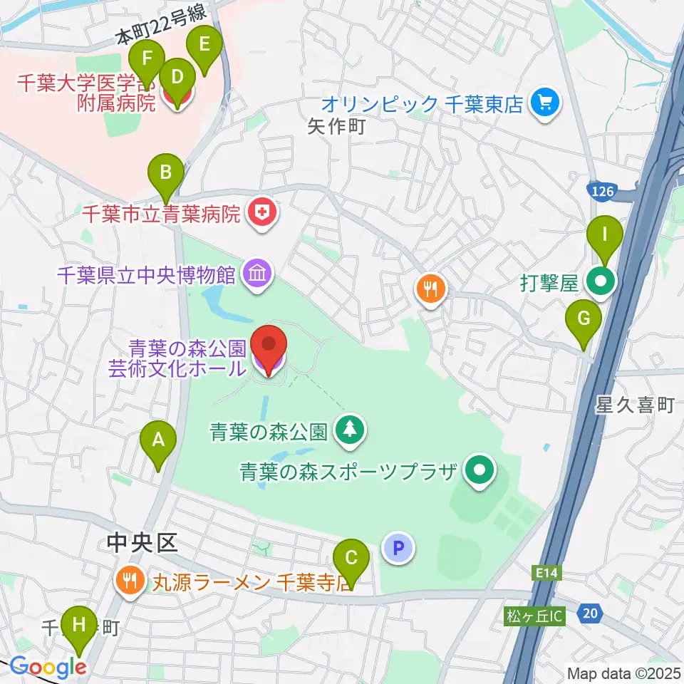 青葉の森公園芸術文化ホール周辺のコンビニエンスストア一覧地図