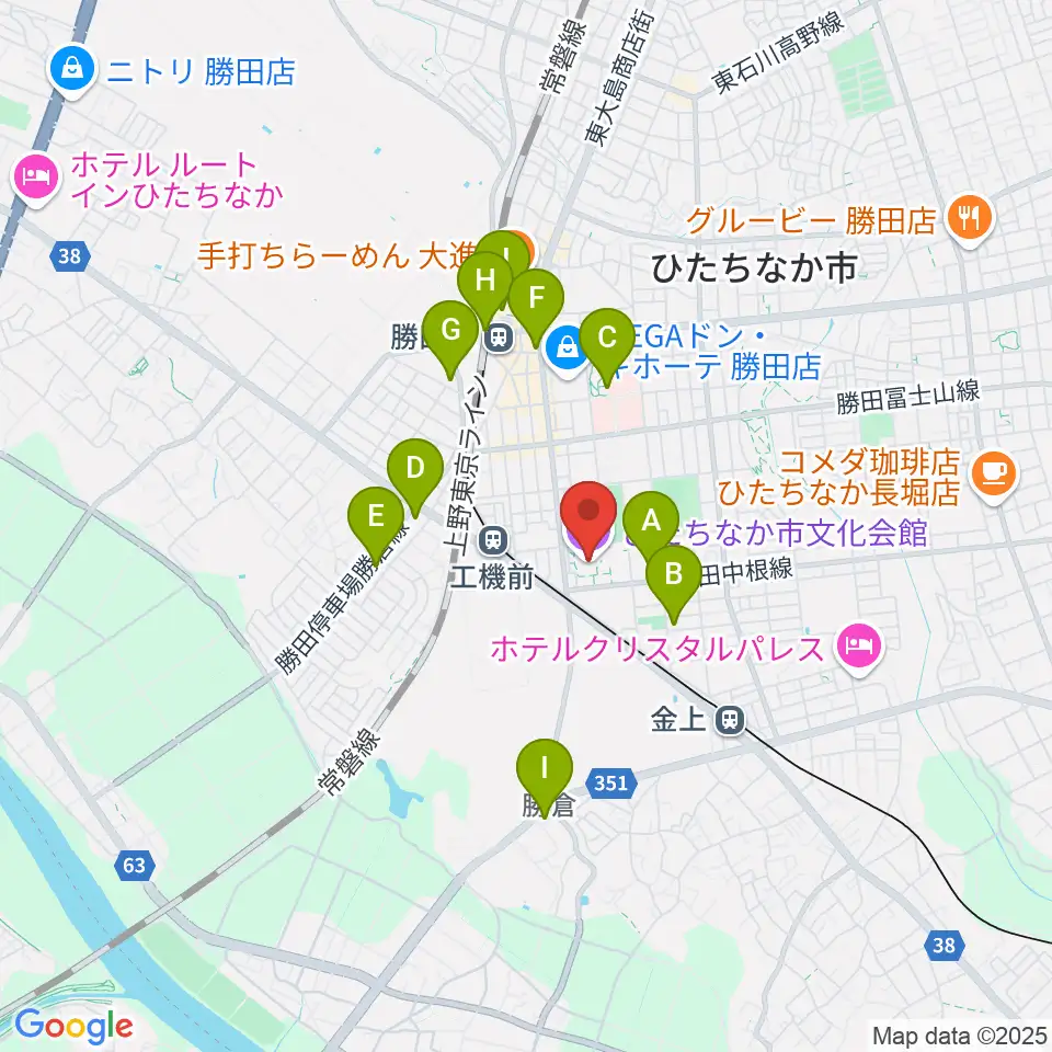 ひたちなか市文化会館周辺のコンビニエンスストア一覧地図