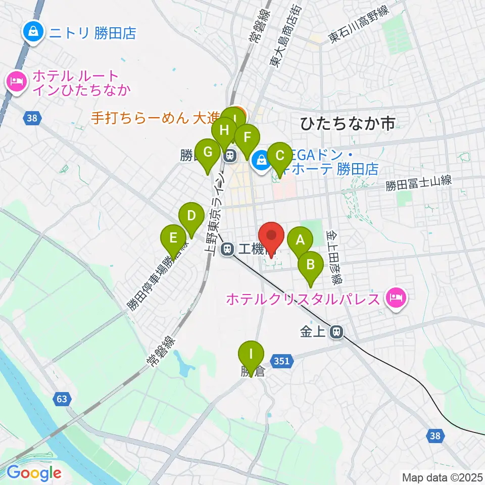 ひたちなか市文化会館周辺のコンビニエンスストア一覧地図